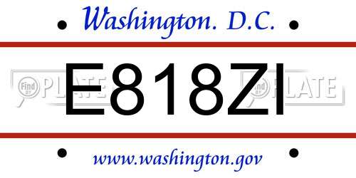 E818ZI District Of Columbia License Plate