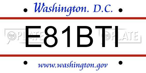 E81BTI District Of Columbia License Plate