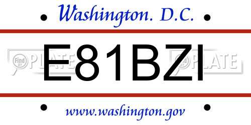 E81BZI District Of Columbia License Plate