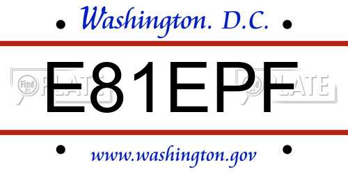 E81EPF District Of Columbia License Plate