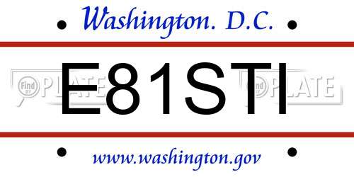 E81STI District Of Columbia License Plate