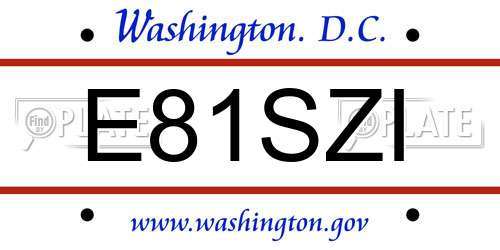 E81SZI District Of Columbia License Plate