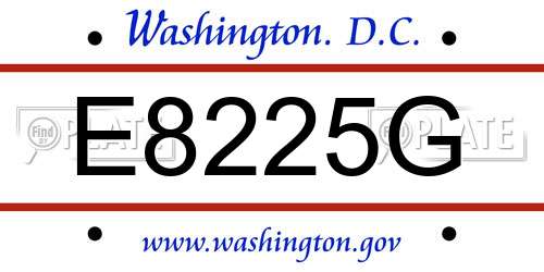 E8225G District Of Columbia License Plate