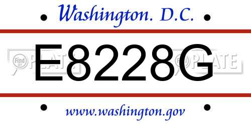 E8228G District Of Columbia License Plate
