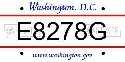 E8278G District Of Columbia License Plate