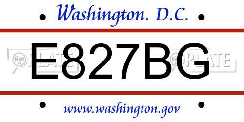 E827BG District Of Columbia License Plate