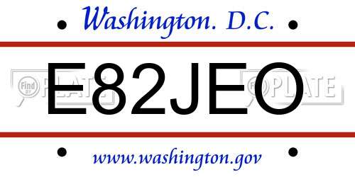 E82JEO District Of Columbia License Plate