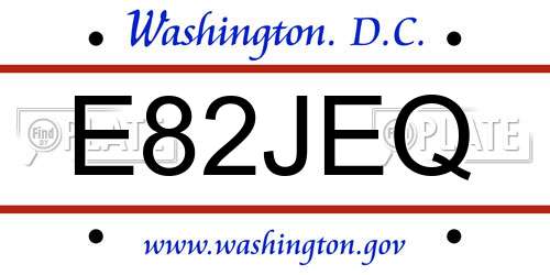E82JEQ District Of Columbia License Plate