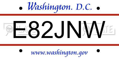 E82JNW District Of Columbia License Plate