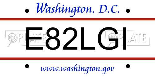 E82LGI District Of Columbia License Plate