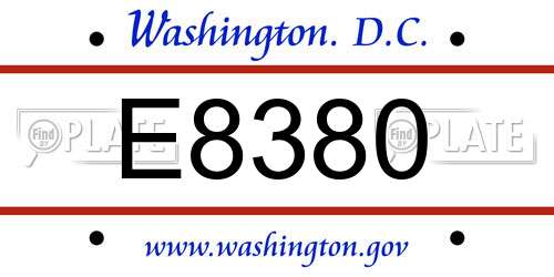 E8380 District Of Columbia License Plate