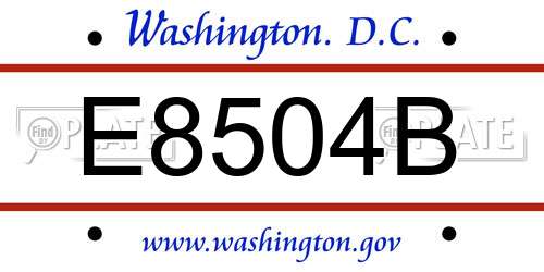 E8504B District Of Columbia License Plate