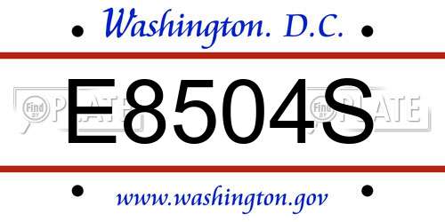 E8504S District Of Columbia License Plate