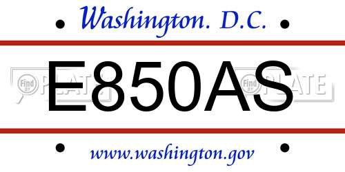 E850AS District Of Columbia License Plate
