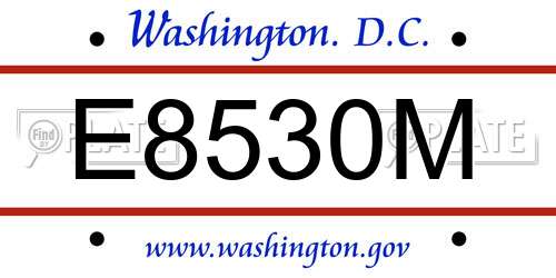 E8530M District Of Columbia License Plate