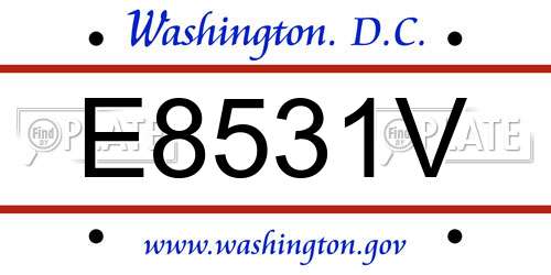 E8531V District Of Columbia License Plate