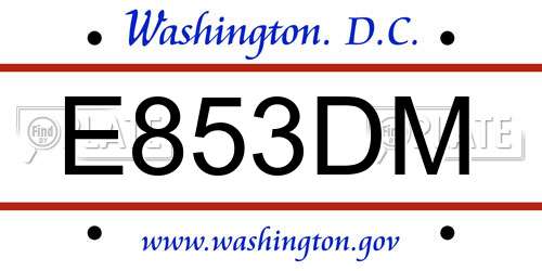 E853DM District Of Columbia License Plate