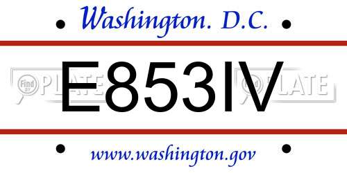 E853IV District Of Columbia License Plate