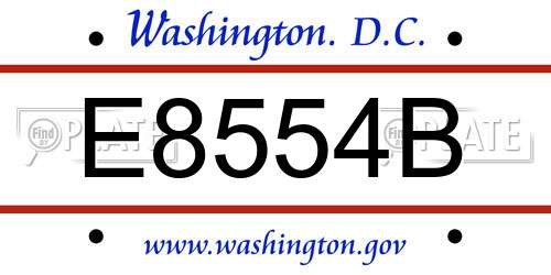 E8554B District Of Columbia License Plate