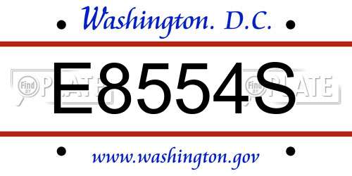 E8554S District Of Columbia License Plate