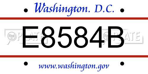 E8584B District Of Columbia License Plate