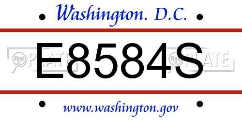 E8584S District Of Columbia License Plate