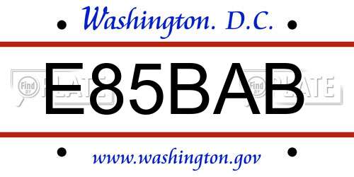E85BAB District Of Columbia License Plate
