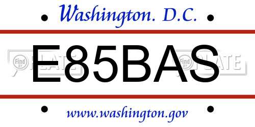 E85BAS District Of Columbia License Plate