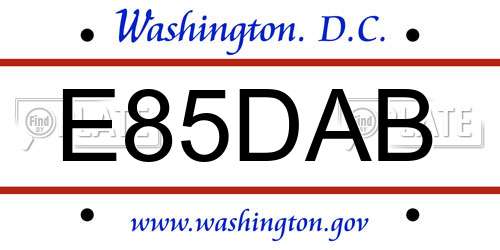 E85DAB District Of Columbia License Plate