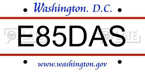 E85DAS District Of Columbia License Plate