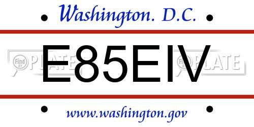 E85EIV District Of Columbia License Plate