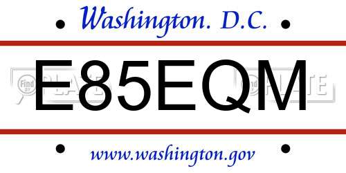 E85EQM District Of Columbia License Plate
