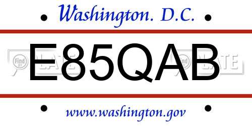 E85QAB District Of Columbia License Plate