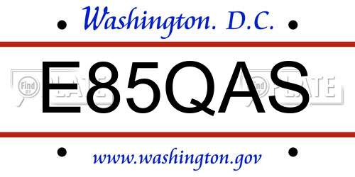 E85QAS District Of Columbia License Plate