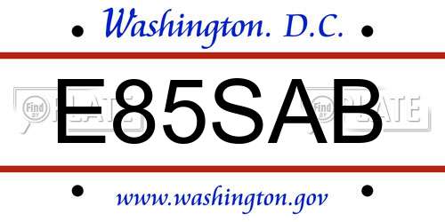 E85SAB District Of Columbia License Plate