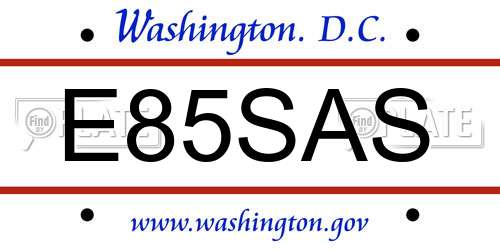 E85SAS District Of Columbia License Plate