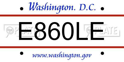 E860LE District Of Columbia License Plate