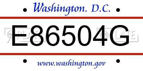 E86504G District Of Columbia License Plate