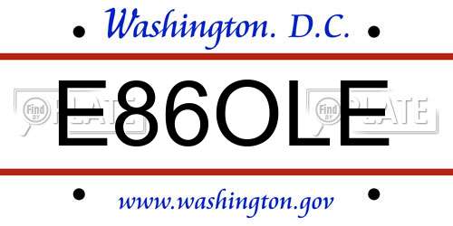E86OLE District Of Columbia License Plate