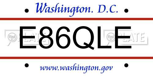 E86QLE District Of Columbia License Plate