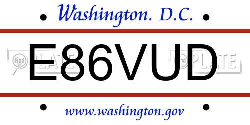 E86VUD District Of Columbia License Plate