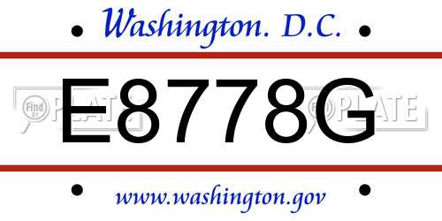 E8778G District Of Columbia License Plate