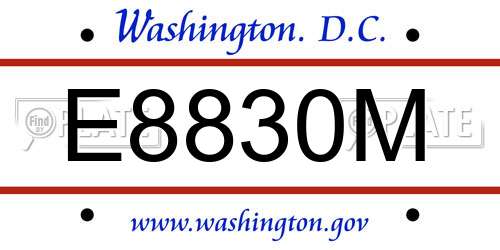 E8830M District Of Columbia License Plate