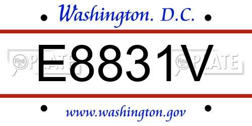 E8831V District Of Columbia License Plate