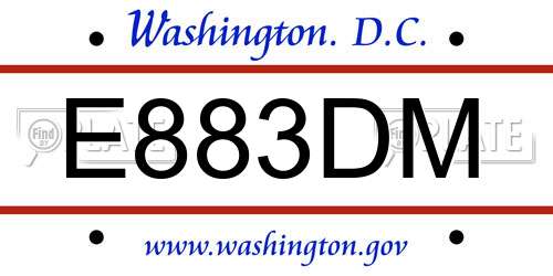 E883DM District Of Columbia License Plate