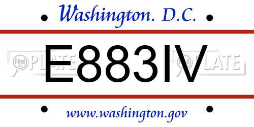 E883IV District Of Columbia License Plate