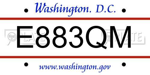 E883QM District Of Columbia License Plate