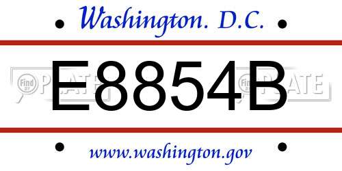 E8854B District Of Columbia License Plate