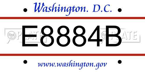 E8884B District Of Columbia License Plate
