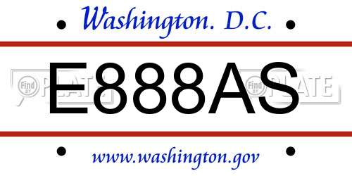 E888AS District Of Columbia License Plate